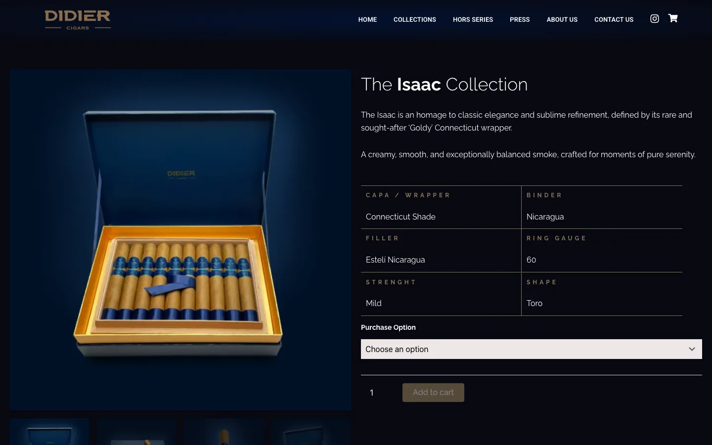 The Isaac Collection product page