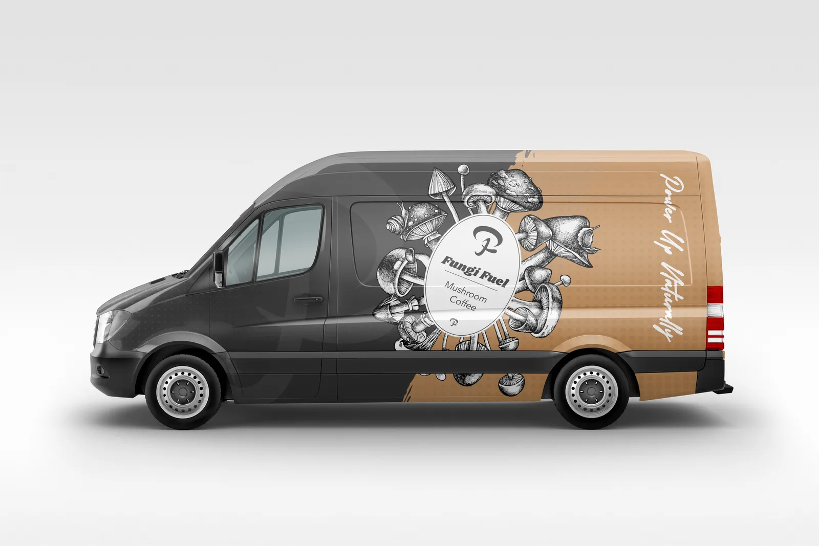 Fungi Fuel delivery van wrap design